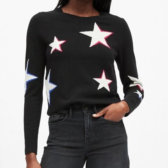 Banana Republic Italian Merino Blend Novelty Star Print Sweater Size XS - Picture 3 of 11